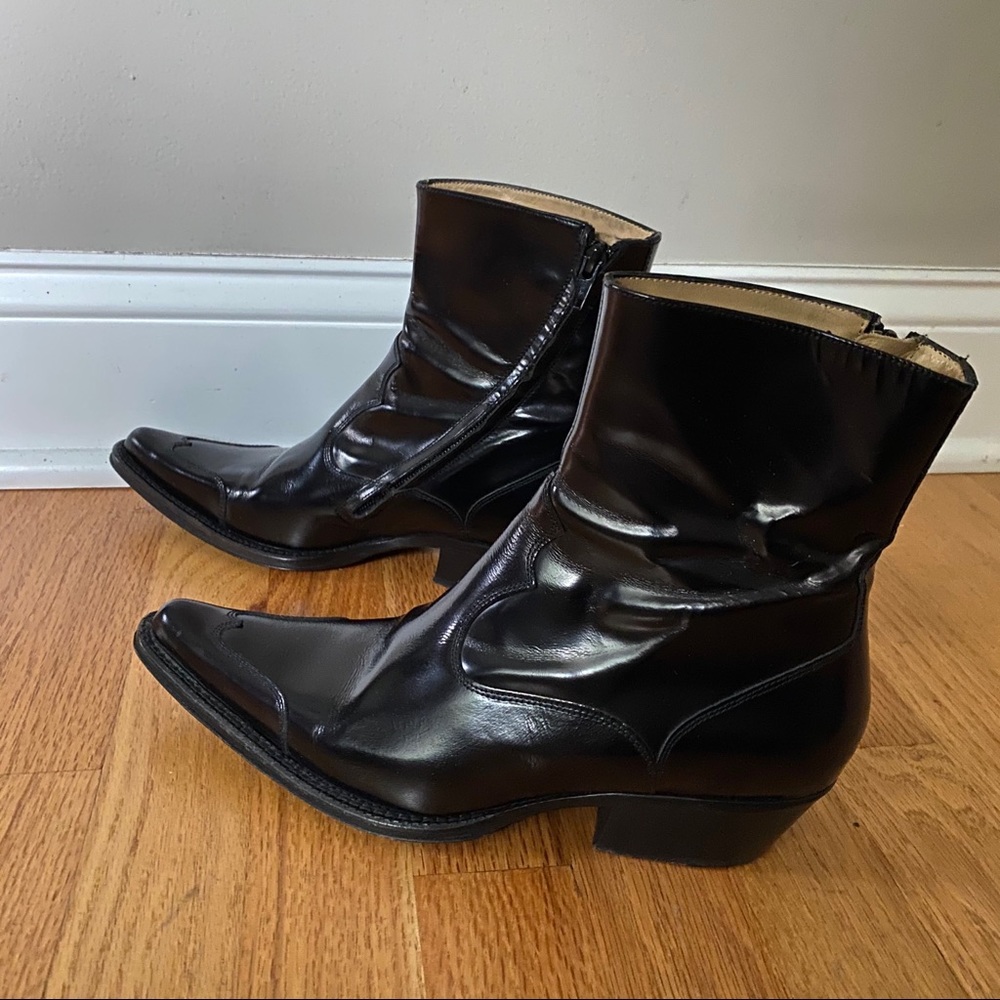 Freelance Black Leather Western Cowboy Booties